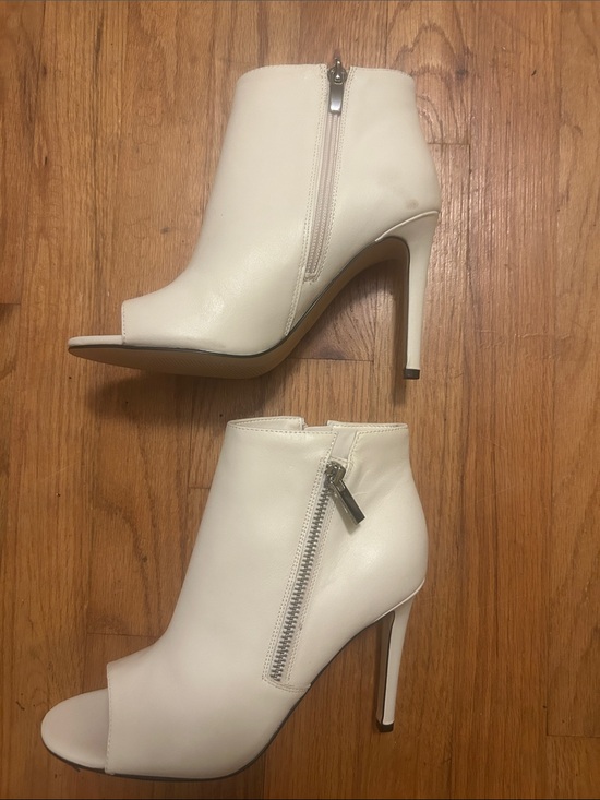 Nine West Shoes - Nine West White Peep-Toe Stiletto Ankle Boots with Side Zipper